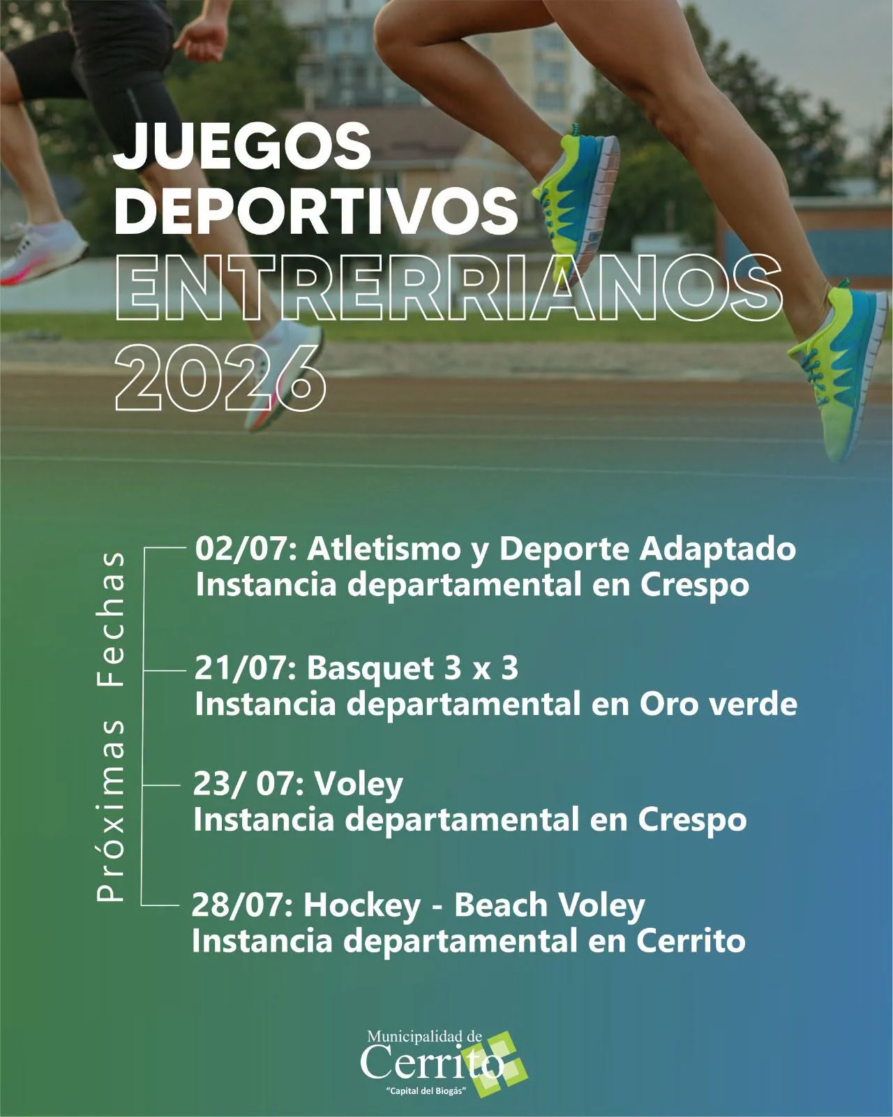 Juegos Entrerrianos 2026 - Próximas instancias departamentales