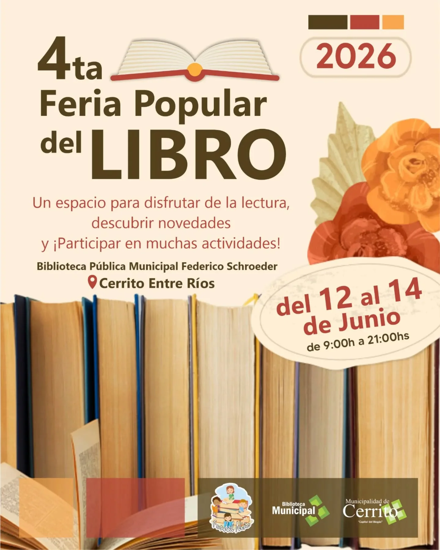 Cerrito se prepara para la 4° Feria Popular del Libro 2026