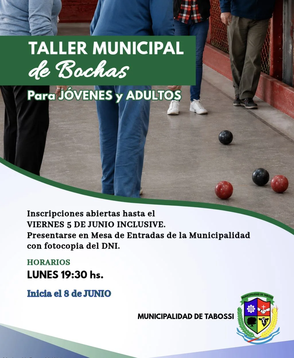 Tabossi : Abiertas las inscripciones para el Taller Municipal de Bochas gratuito para jóvenes y adultos